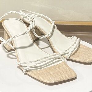 MARC FISHER  Block Heel Sandals Square Toe Braided Twisted Strap Size: 7.5